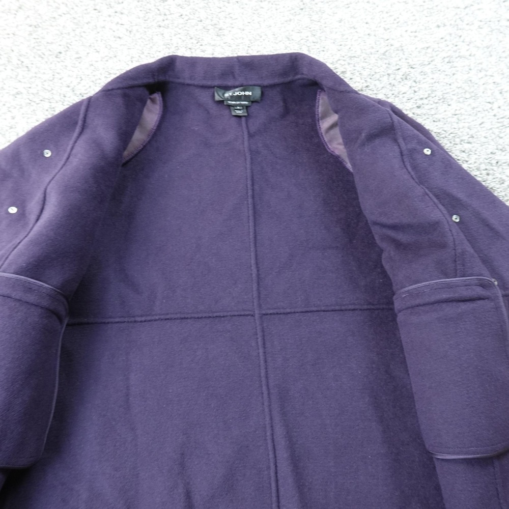 St John Jacket Womens 6 Purple Angora Wool Cashmere Double Breasted Pea Coat Top - Picture 4 of 16
